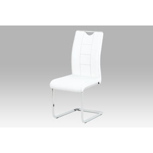 Jídelní židle DCL-411 WT, bílá koženka/chrom