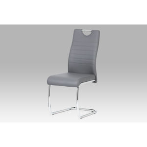 Jídelní židle, koženka šedá / chrom DCL-418 GREY