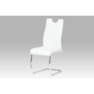Jídelní židle, koženka bílá / chrom DCL-418 WT