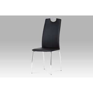 Jídelní židle, koženka černá / chrom DCL-419 BK