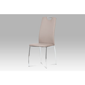 Jídelní židle, koženka lanýžová / chrom DCL-419 LAN