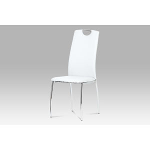 Jídelní židle DCL-419 WT, koženka bílá / chrom