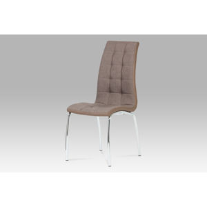 Jídelní židle, látka / koženka hnědá, chrom DCL-420 COF2