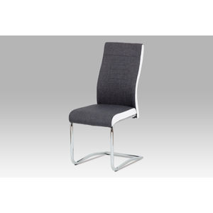 Jídelní židle DCL-428 GRWT2, šedá látka + bílá koženka / chrom