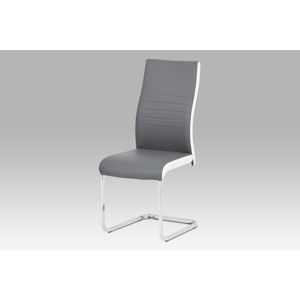 Jídelní židle DCL-429 GREY, sv.šedá/tm.šedá koženka/chrom