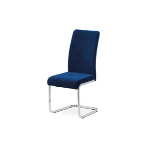 Jídelní židle, modrá sametová látka, kovová pohupová chromovaná podnož DCL-440 BLUE4