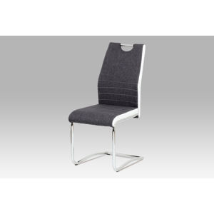 Jídelní židle DCL-444 GREY2, šedá látka + bílá koženka / chrom
