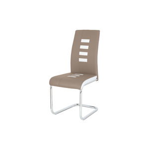 Jídelní židle RUBIGO, koženka cappucino-bílá / chrom
