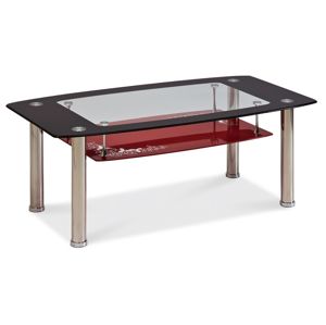 Konferenční stolek TWIST C červená polička, kov/sklo