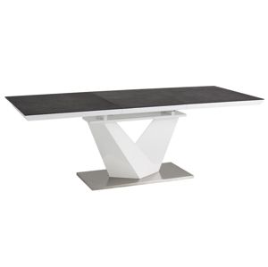 Rozkládací jídelní stůl UPERY II 140x85 cm, černé sklo/bílá
