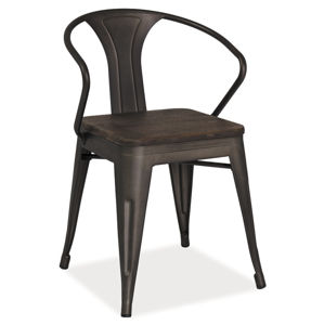 Jídelní kovová židle ALVA, tmavý ořech/grafit