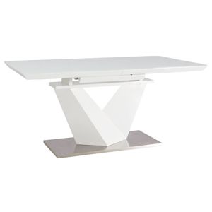 Rozkládací jídelní stůl UPERY III 160x90 cm, bílé sklo/bílá