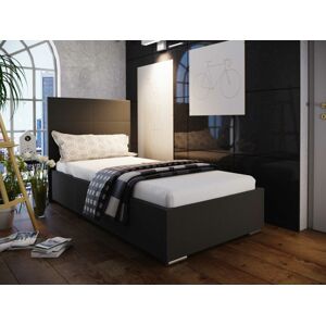 Čalouněná postel DANGELO 4 90x200 cm, černá látka