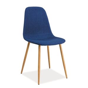 Jídelní čalouněná židle FOX, modrá/dub