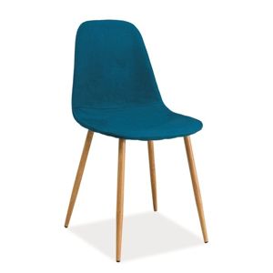 Jídelní čalouněná židle FOX, modrozelená/dub