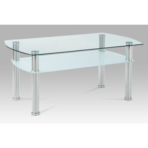 Konferenční stolek GCT-303 CLR1, čiré sklo / mléčné sklo / leštěný nerez
