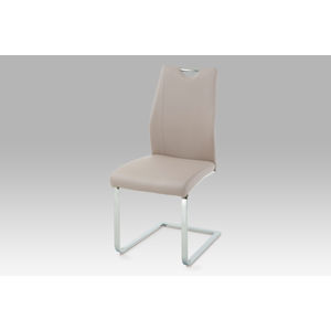 Jídelní židle, koženka lanýžová / chrom, HC-025 LAN