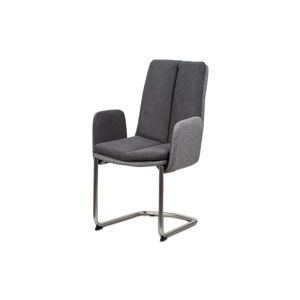 Jídelní židle, látka světle / tmavě šedá, kovová pohupová podnož, broušený nikl HC-042 GREY2