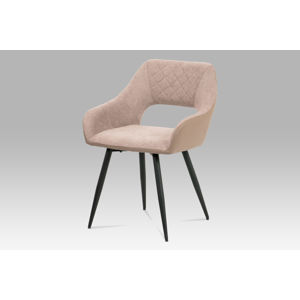 Jídelní židle HC-221 LAN2, lanýžová látka+cappuccino ekokůže/kov černý