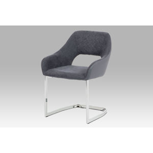 Jídelní židle HC-223 GREY2, šedá látka+ekokůže/chrom