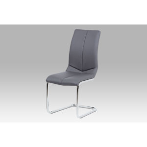 Jídelní židle HC-229 GREY, koženka šedá/chrom