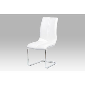 Jídelní židle HC-229 WT, koženka bílá/chrom