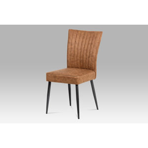 Jídelní židle HC-323 BR3, hnědá imitace kůže/broušený nerez antik