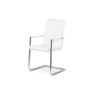 Konferenční židle, bílá ekokůže, kov chrom HC-349 WT