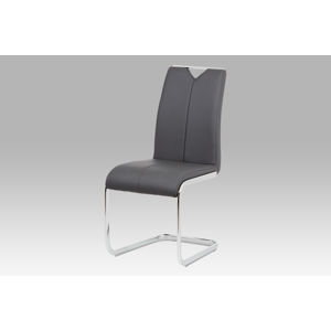 Jídelní židle HC-374 GREY, koženka šedá/chrom