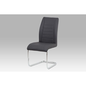 Jídelní židle HC-375 GREY, šedá koženka/chrom