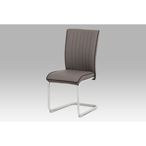 Jídelní židle HC-393 CAP, cappuccino koženka/broušený nerez