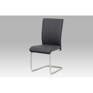 Jídelní židle HC-393 GREY, šedá koženka/broušený nerez