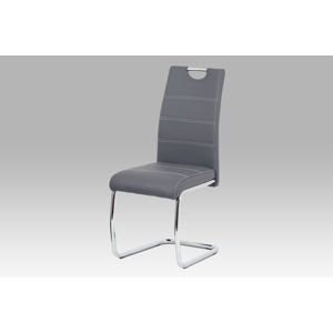 Jídelní židle HC-481 GREY, šedá ekokůže/chrom