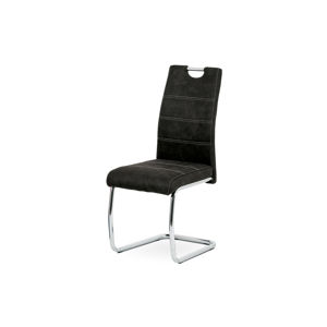 Jídelní židle - černá látka Cowboy v dekoru broušené kůže, kovová chromovaná podnož HC-483 BK3