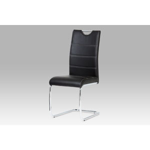 Jídelní židle, chrom / koženka černá HC-581 BK