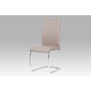 Jídelní židle, chrom / koženka lanýžová HC-581 LAN
