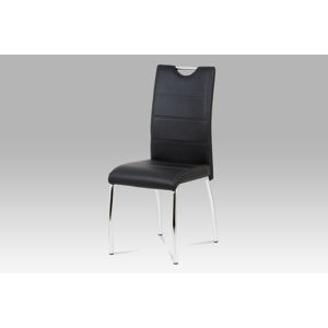 Jídelní židle HC-585 BK, černá koženka / chrom