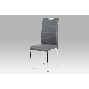 Jídelní židle HC-585 GREY, šedá koženka / chrom