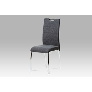 Jídelní židle HC-586 BK2, šedá látka + černá koženka / chrom