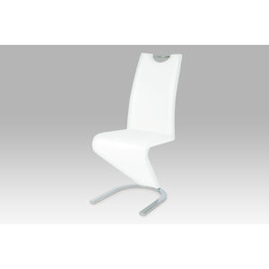 Jídelní židle HC-790 WT, chrom/koženka bílá