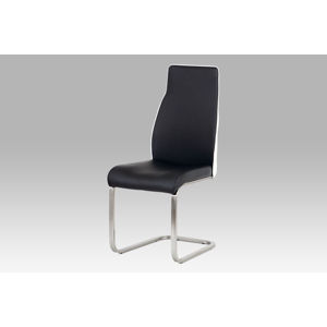 Jídelní židle HC-911 BK, koženka černá+bílá/broušený nerez