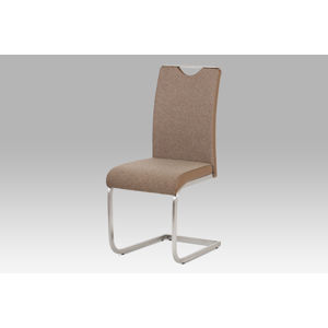 Jídelní židle látka cappuccino + koženka cappuccino / broušený nerez HC-921 CAP2