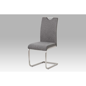 Jídelní židle látka šedá + koženka šedá / broušený nerez HC-921 GREY2