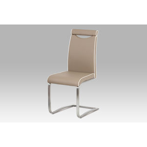 Jídelní židle HC-998 CAP, koženka cappuccino/broušený nerez