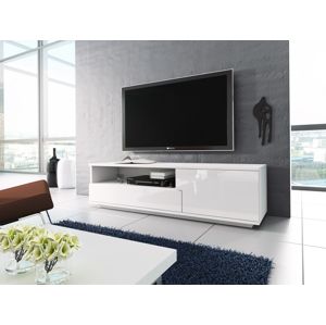 Televizní stolek RTV 2, bílá/bílá lesk