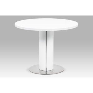 Jídelní stůl pr.100x77, bílá MDF mat, broušený nerez SHT-650 WT