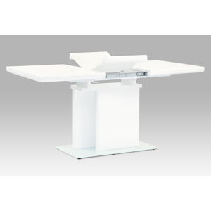 Jídelní stůl rozkládací 120+40x80, vysoký lesk bílý, HT-655 WT