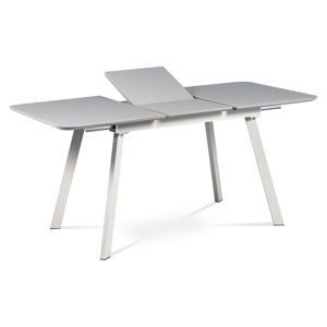 Rozkládací jídelní stůl 120-160x80 cm HT-801 GREY, šedá matná/šedé sklo/šedý matný kov