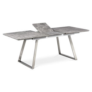 Rozkládací jídelní stůl 160x90 cm HT-804 BET, beton/broušený nerez