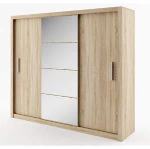 Šatní skříň IDEA 01, dub sonoma zrcadlo 250 cm